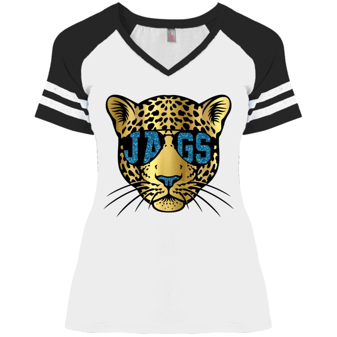 Jag in Sunglasses Gameday Raglan Ladies' V-Neck T-shirt
