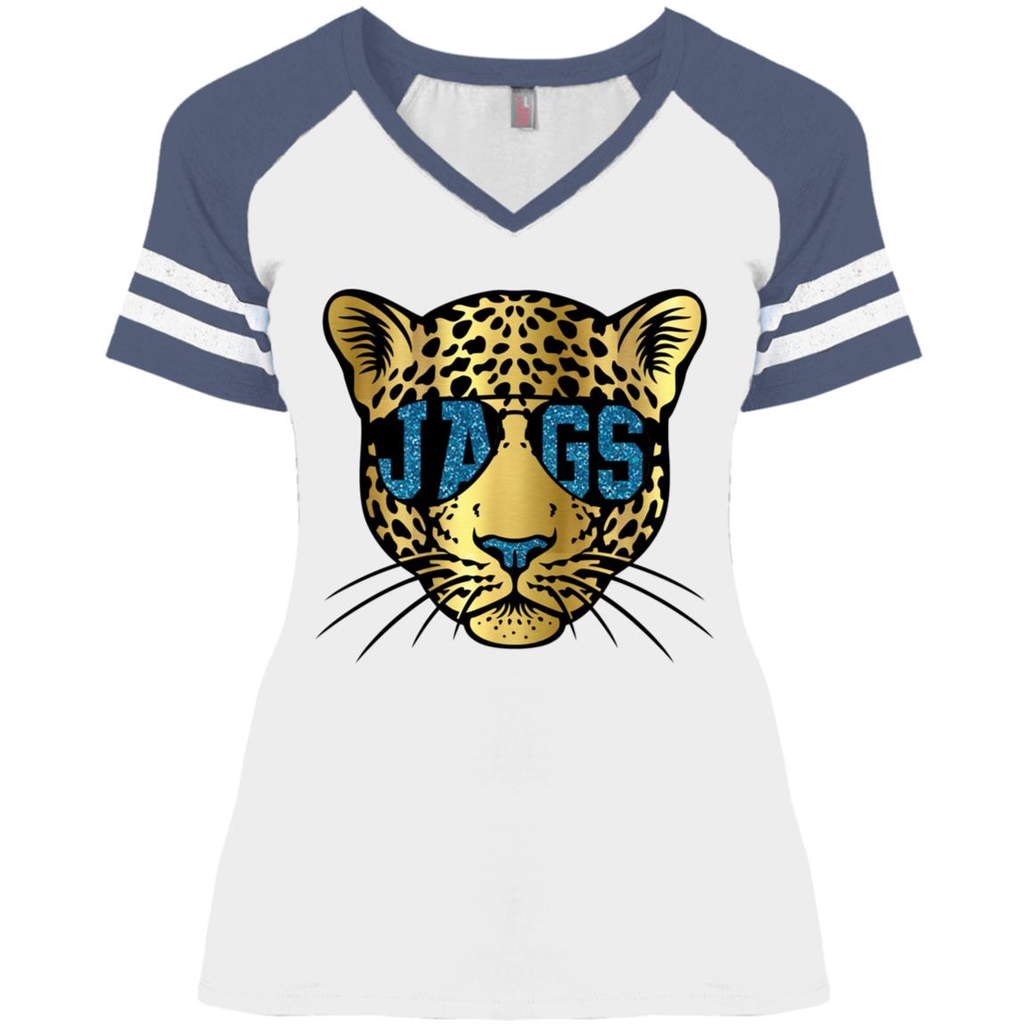 Jag in Sunglasses Gameday Raglan Ladies' V-Neck T-shirt