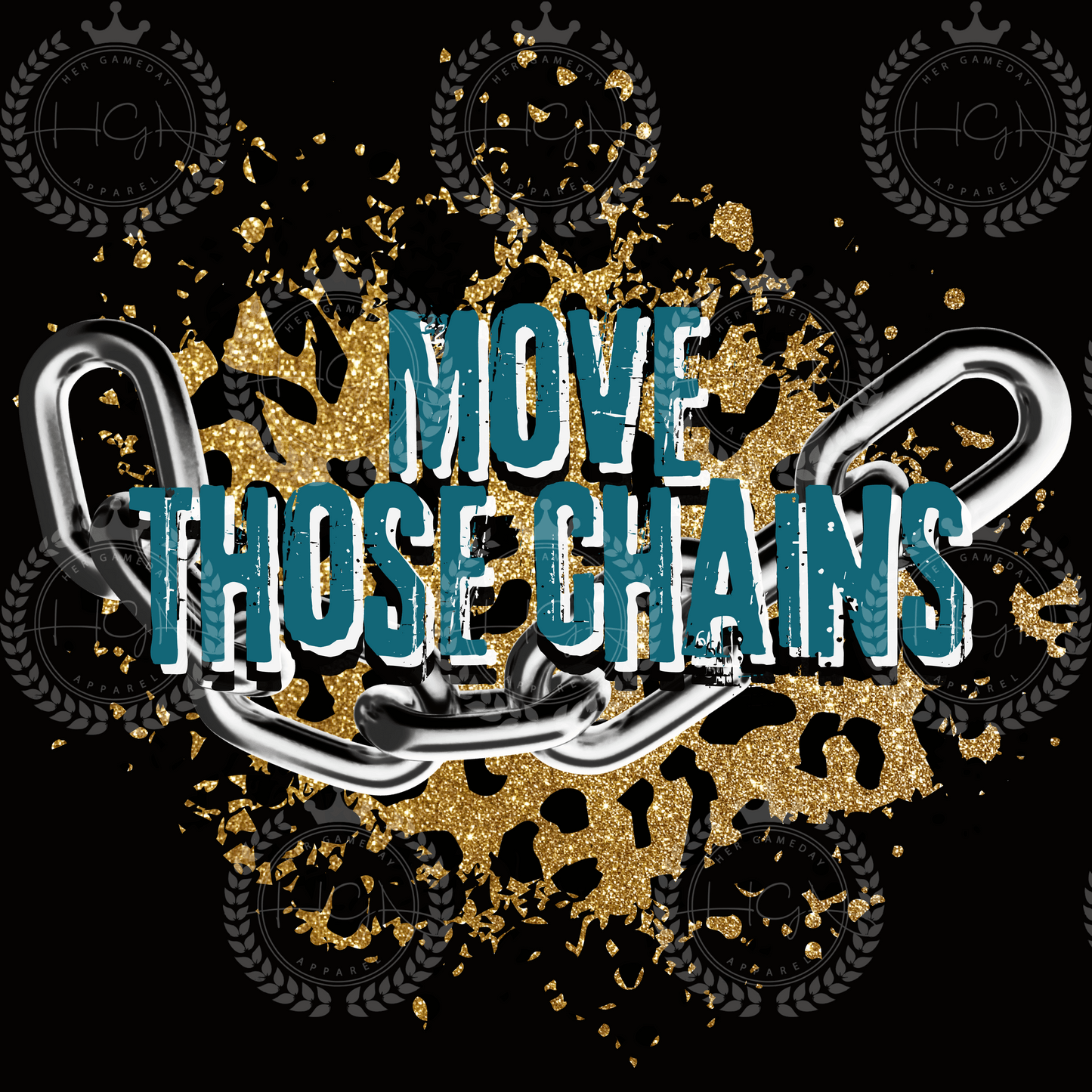 Move Those Chains Teal & Leopard Print, Jacksonville Jaguars Inspired Women's Football Short Sleeve T-shirt