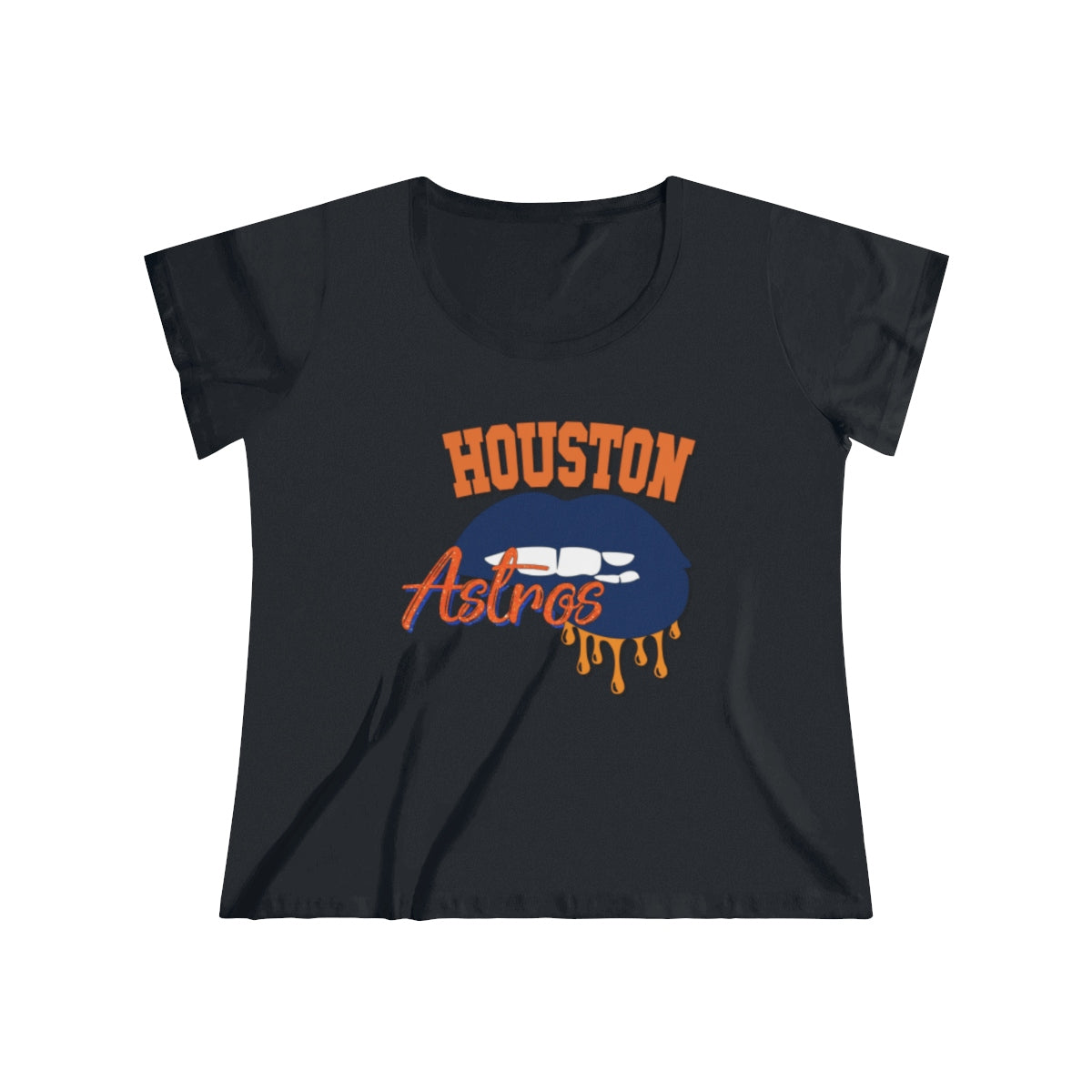 Houston Astros inspired Baseball Dripping Lips Women's Curvy Tee