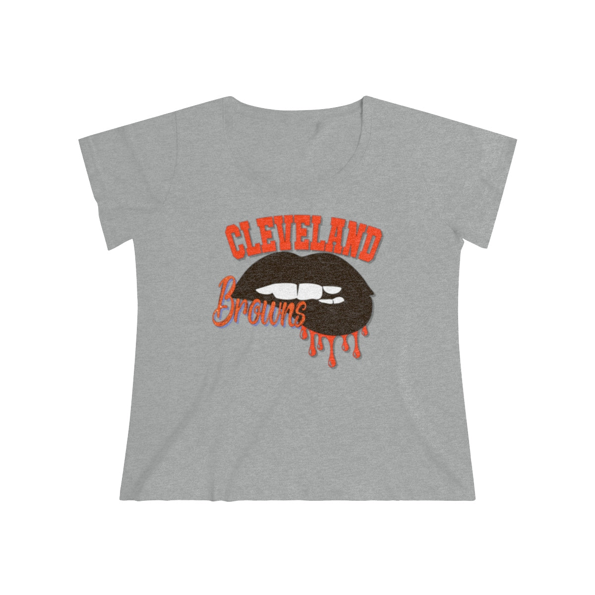 Cleveland Browns inspired Football Dripping Lips Women's Curvy Tee