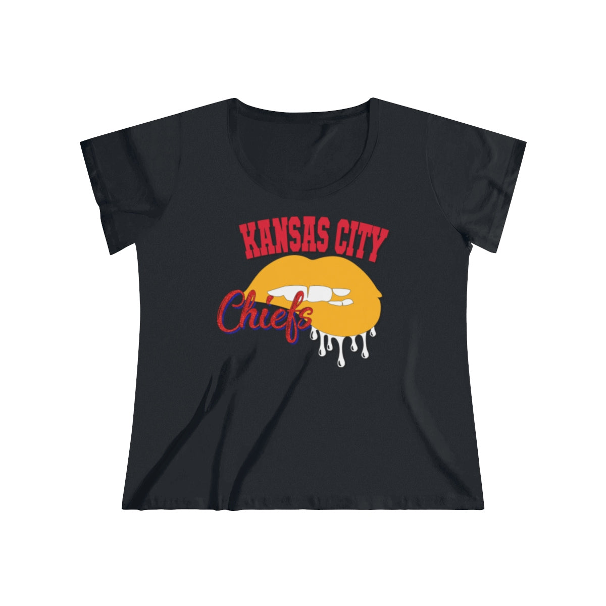 Kansas City Chiefs inspired Football Dripping Lips Women's Curvy Tee
