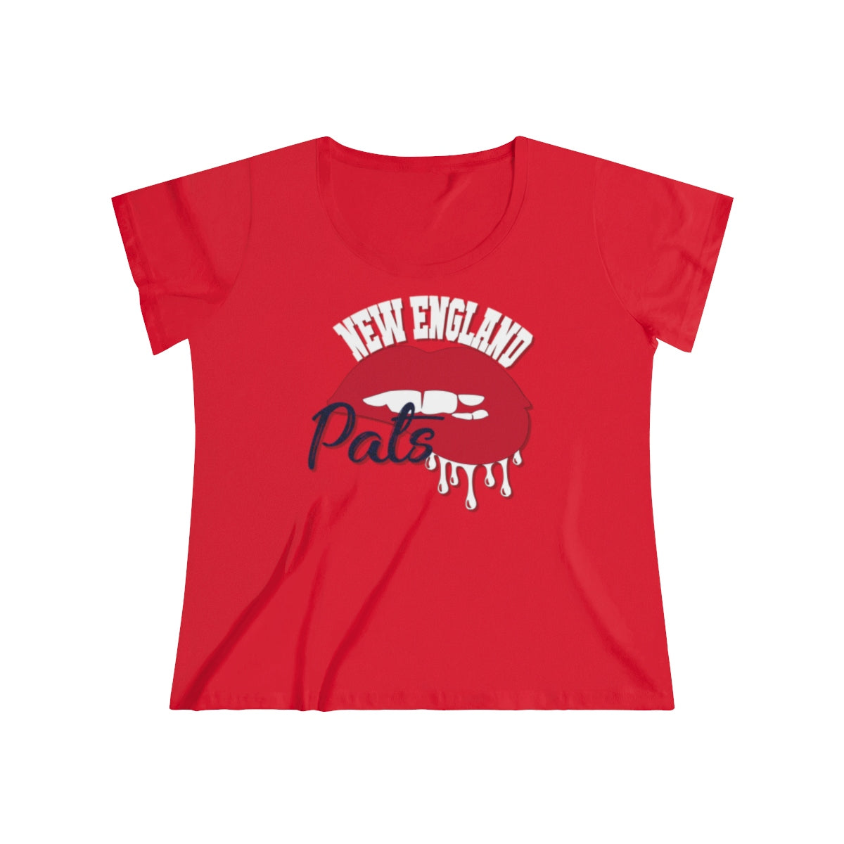 New England Patriots inspired Football Dripping Lips Women's Curvy Tee