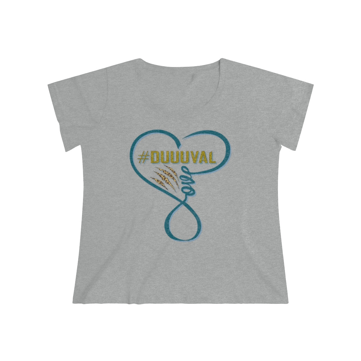 Jaguars inspired #Duuuval Infinity Love Heart Women's Curvy Football Tee