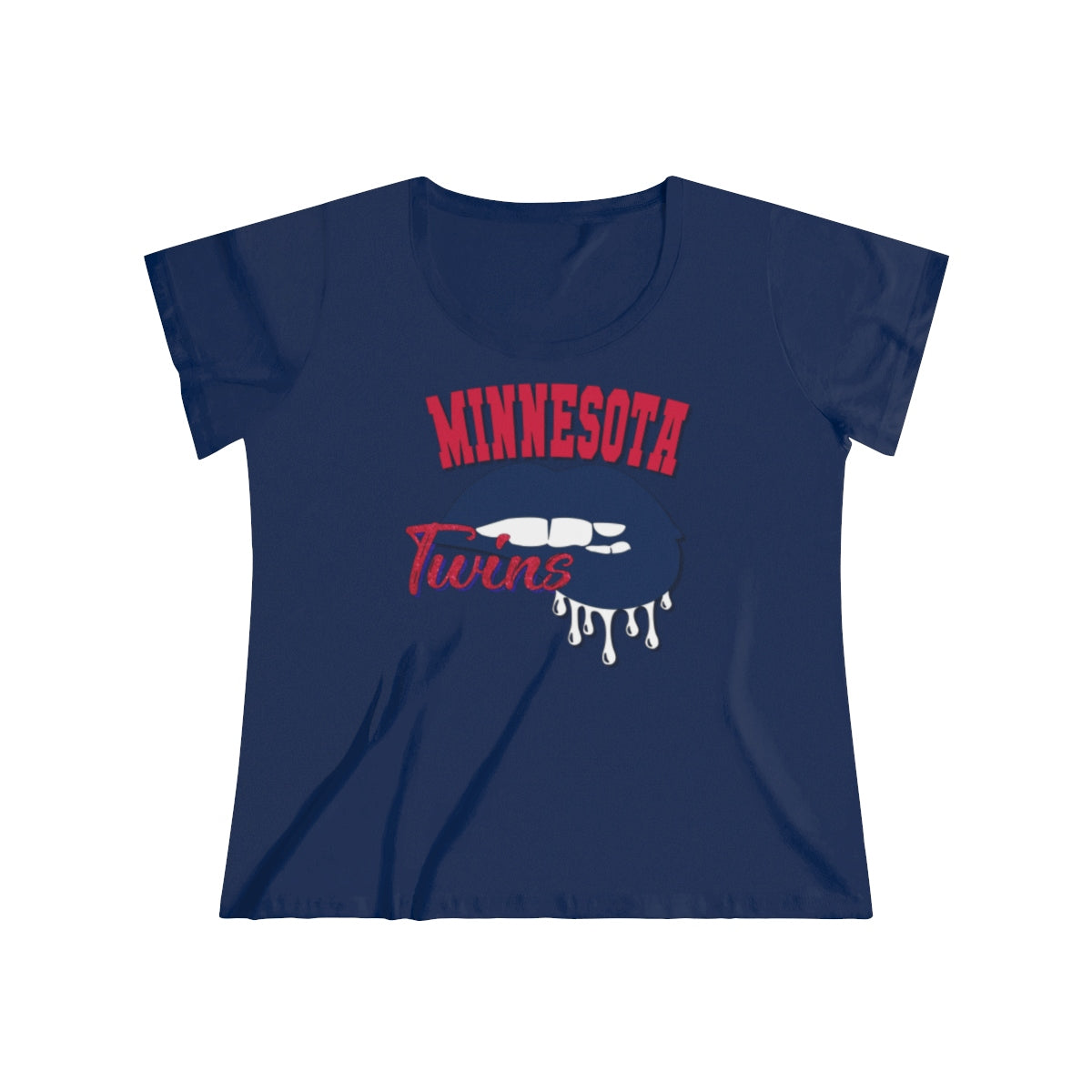MN Twins Baseball Dripping Lips Curvy Tee