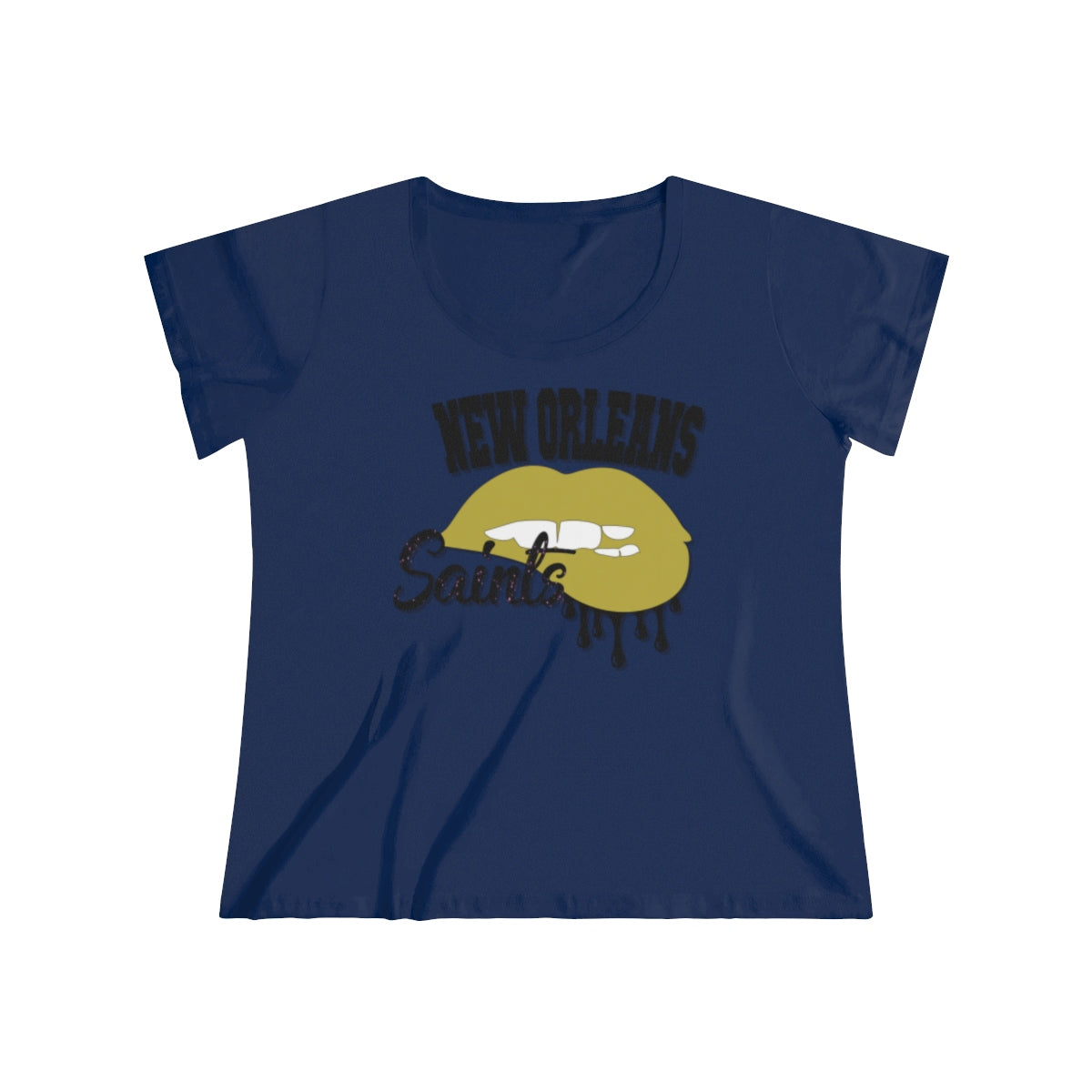 New Orleans Saints inspired Football Dripping Lips Women's Curvy Tee