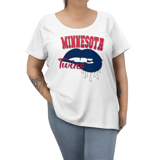 MN Twins inspired Baseball Dripping Lips Women's Curvy Tee