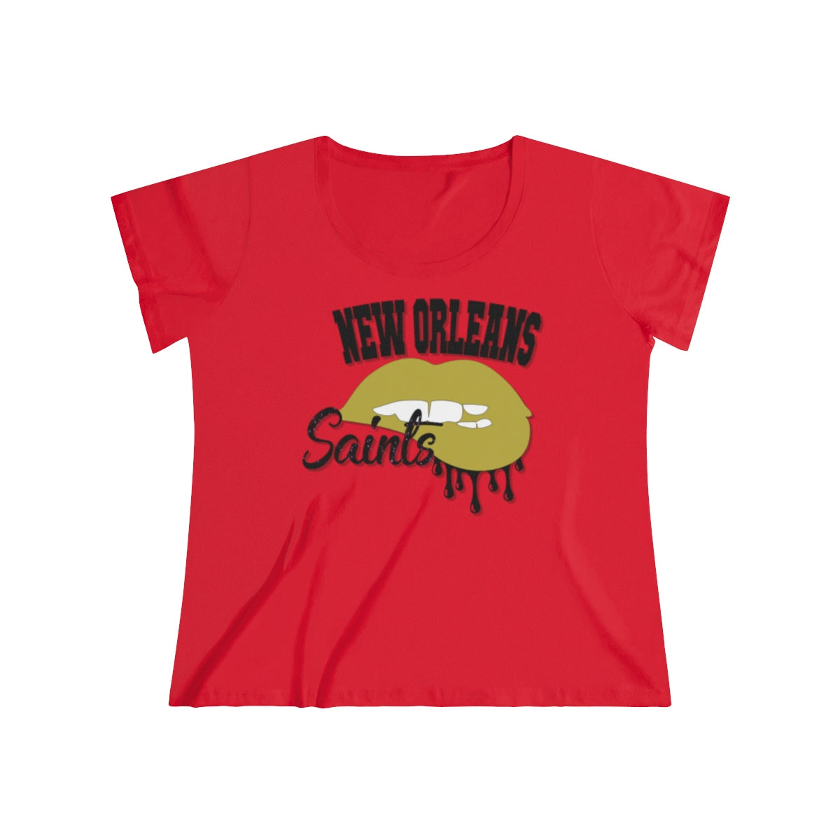 New Orleans Saints inspired Football Dripping Lips Women's Curvy Tee
