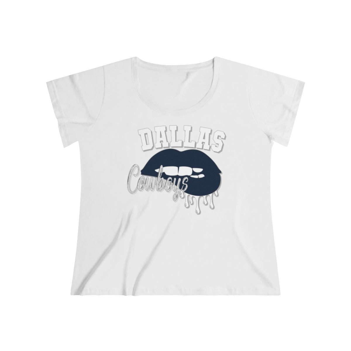 Cowboys inspired Football Dripping Lips Women's Curvy Tee