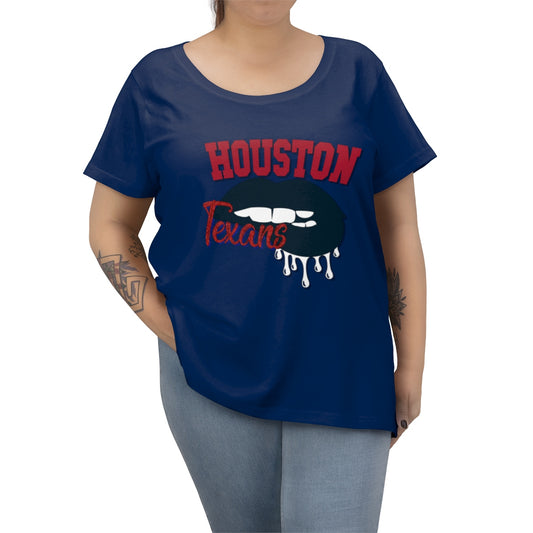 Houston Texans inspired Football Dripping Lips  Women's Curvy Tee