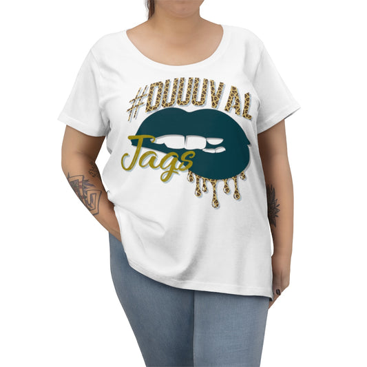 Jacksonville Jaguars inspired #Duuuval Football Dripping Lips Women's Curvy Tee