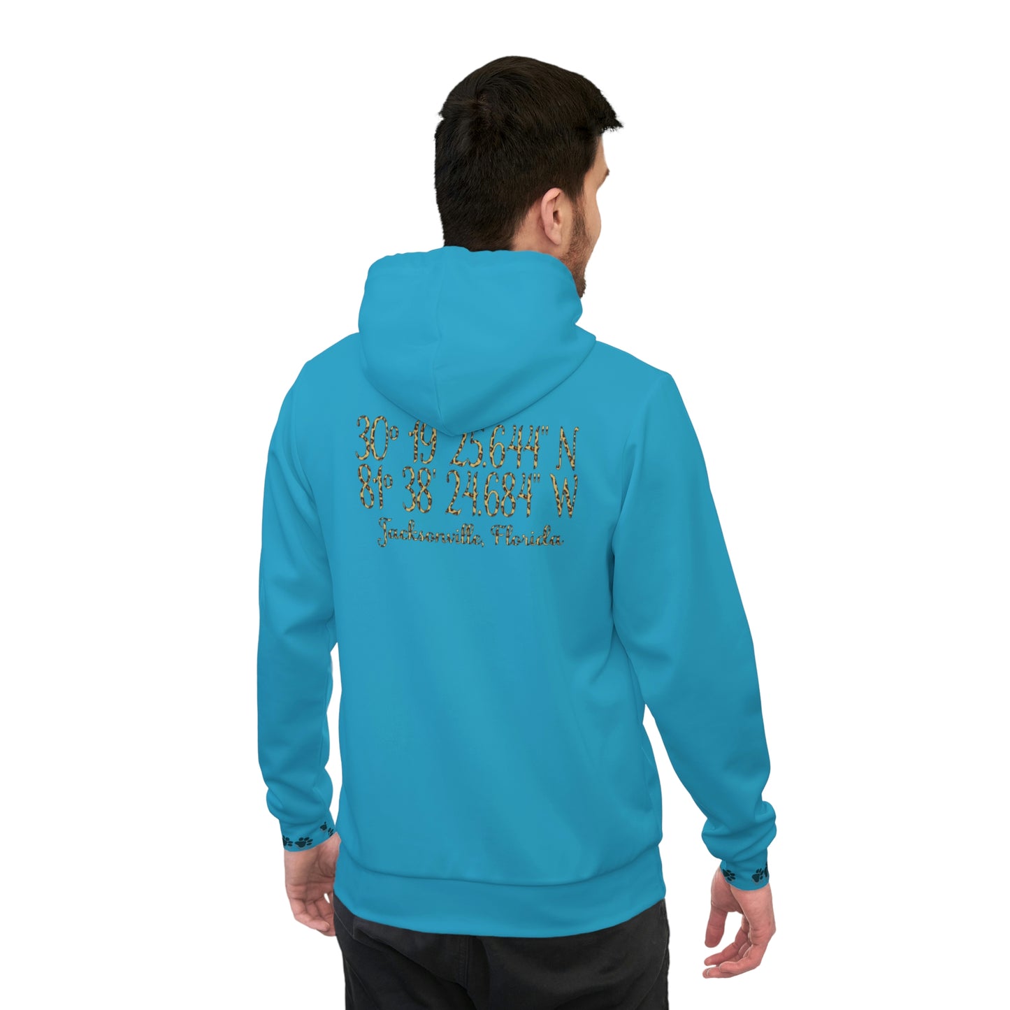 #DTWD Geo-Tag Hooded Sweatshirt Jaguars Teal and leopard print