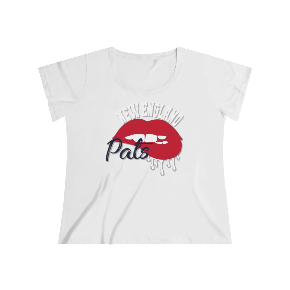 New England Patriots inspired Football Dripping Lips Women's Curvy Tee