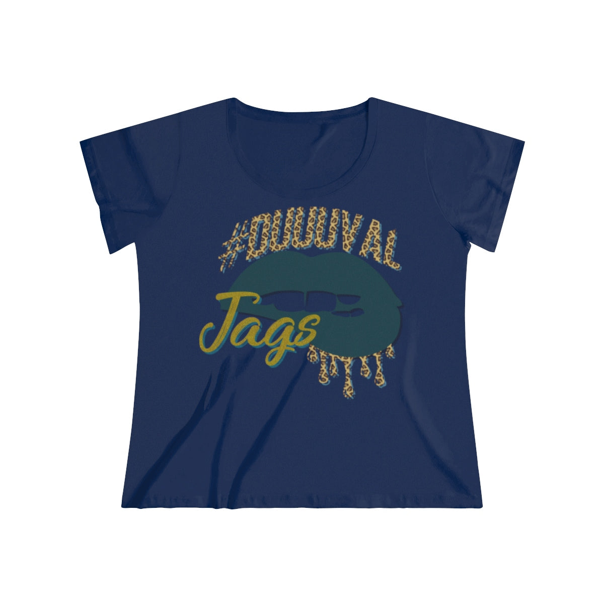 Jacksonville Jaguars inspired #Duuuval Football Dripping Lips Women's Curvy Tee