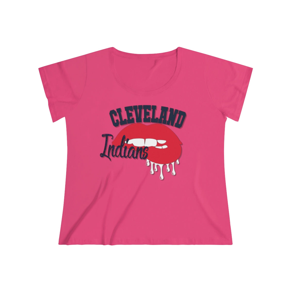 Cleveland Indians inspired Baseball Dripping Lips Women's Curvy Tee