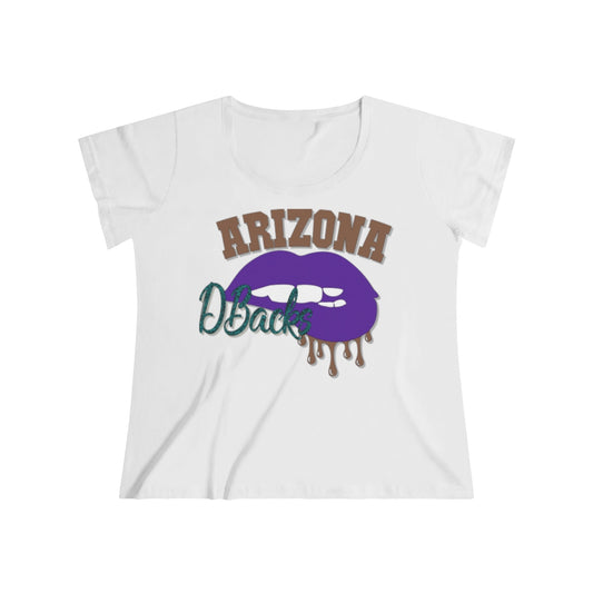 Arizona Diamondback inspired Baseball Dripping Lips Women's Curvy Tee (Retro colors)