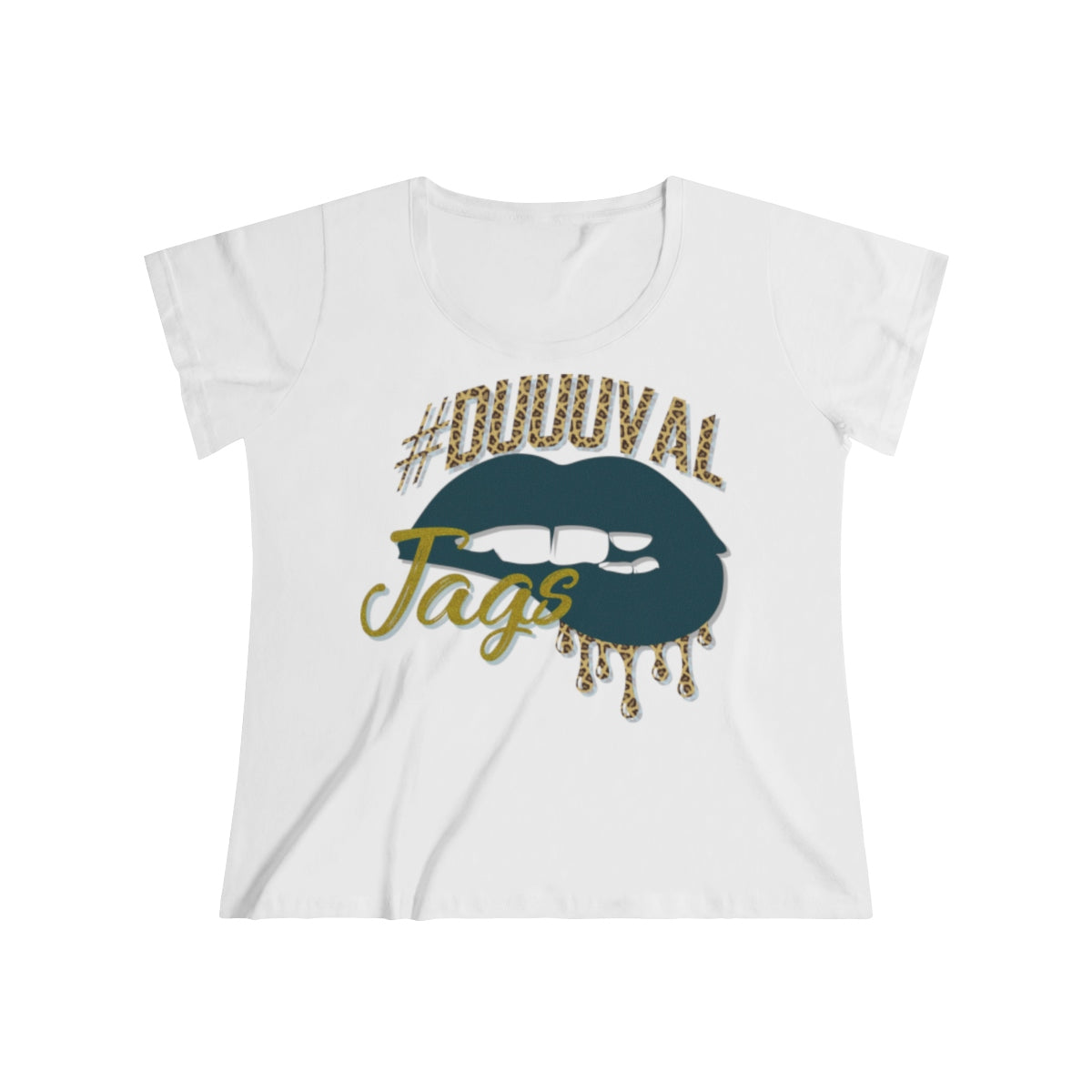Jacksonville Jaguars inspired #Duuuval Football Dripping Lips Women's Curvy Tee