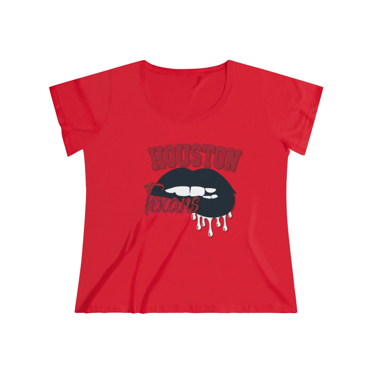 Houston Texans inspired Football Dripping Lips  Women's Curvy Tee