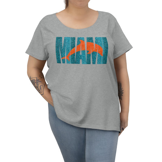 Miami Dolphins Ombre Glitter Text Tee