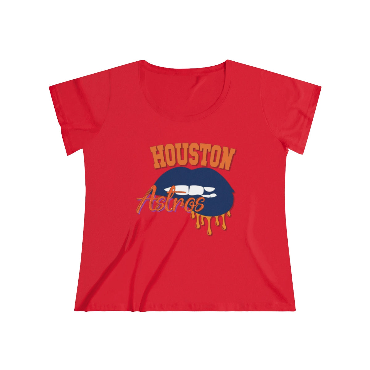 Houston Astros inspired Baseball Dripping Lips Women's Curvy Tee