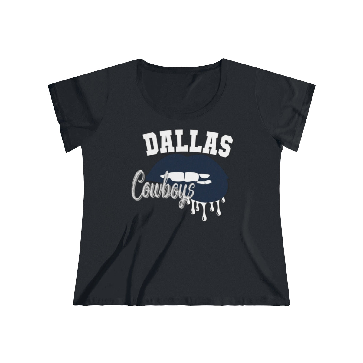 Cowboys inspired Football Dripping Lips Women's Curvy Tee