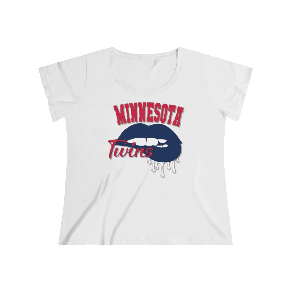 MN Twins Baseball Dripping Lips Curvy Tee