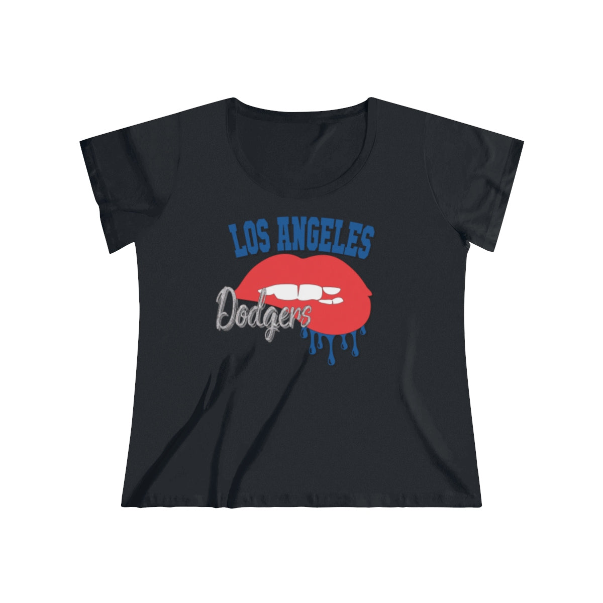 Dodgers inspired Baseball Dripping Lips Women's Curvy Tee