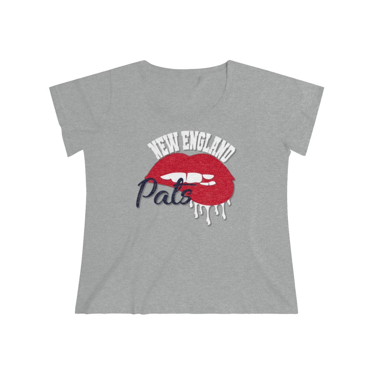 New England Patriots inspired Football Dripping Lips Women's Curvy Tee