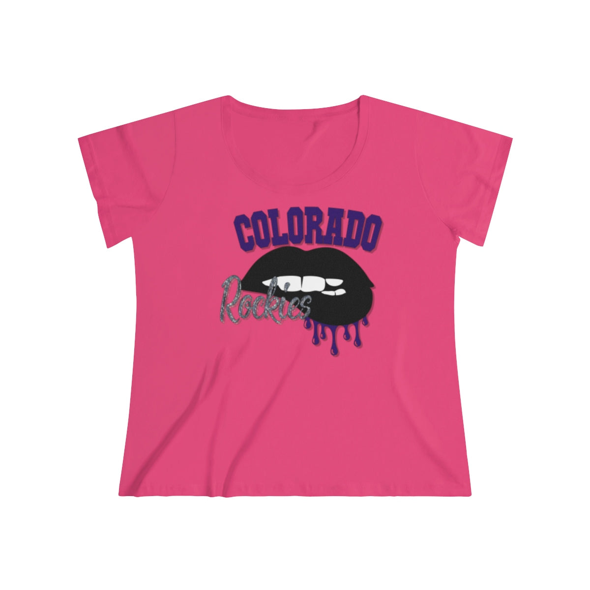 Colorado Rockies inspired Baseball Dripping Lips Women's Curvy Tee