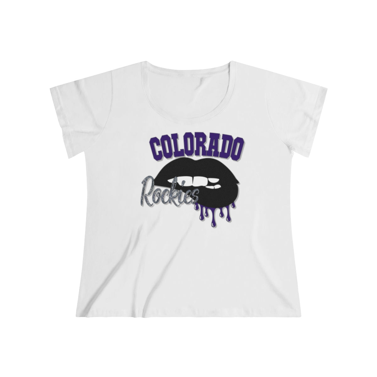 Colorado Rockies inspired Baseball Dripping Lips Women's Curvy Tee
