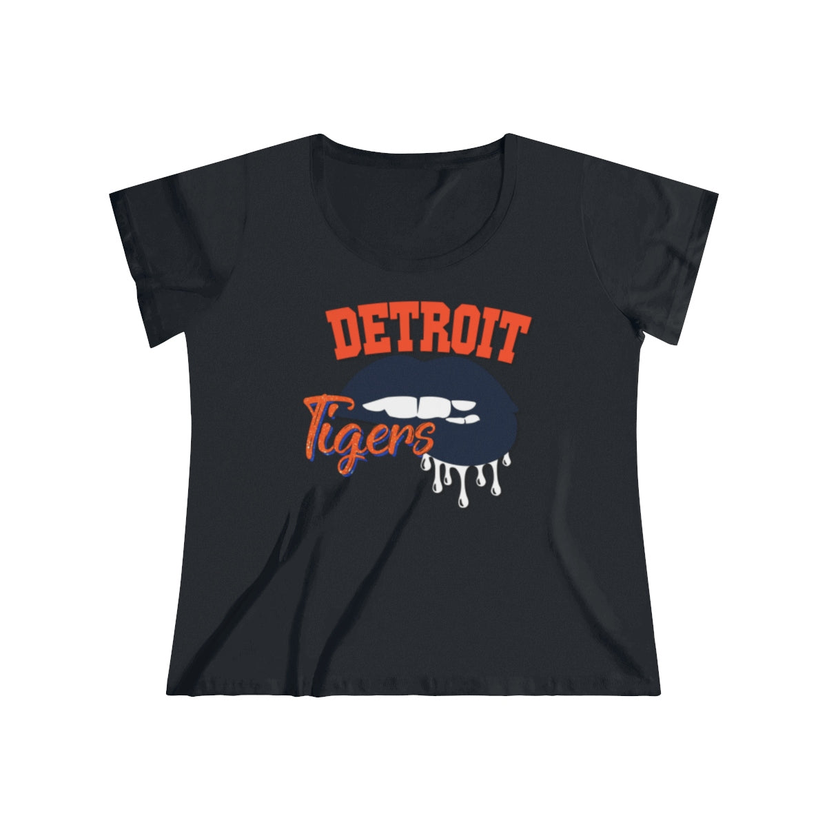 Detroit Tigers inspired Baseball Dripping Lips Women's Curvy Tee