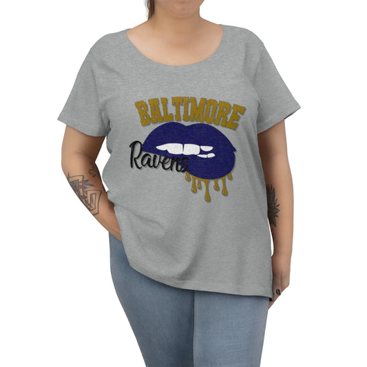 Baltimore Ravens inspired Football Dripping Lips Women's Curvy Tee