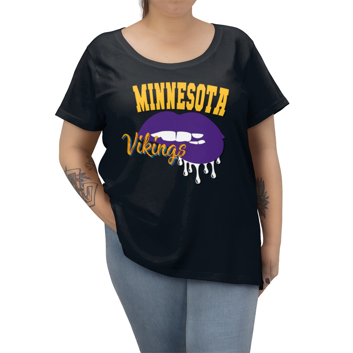 Vikings inspired Football Dripping Lips Women's Curvy Tee
