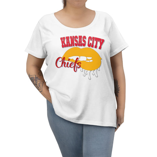 Kansas City Chiefs inspired Football Dripping Lips  Women's Curvy Tee