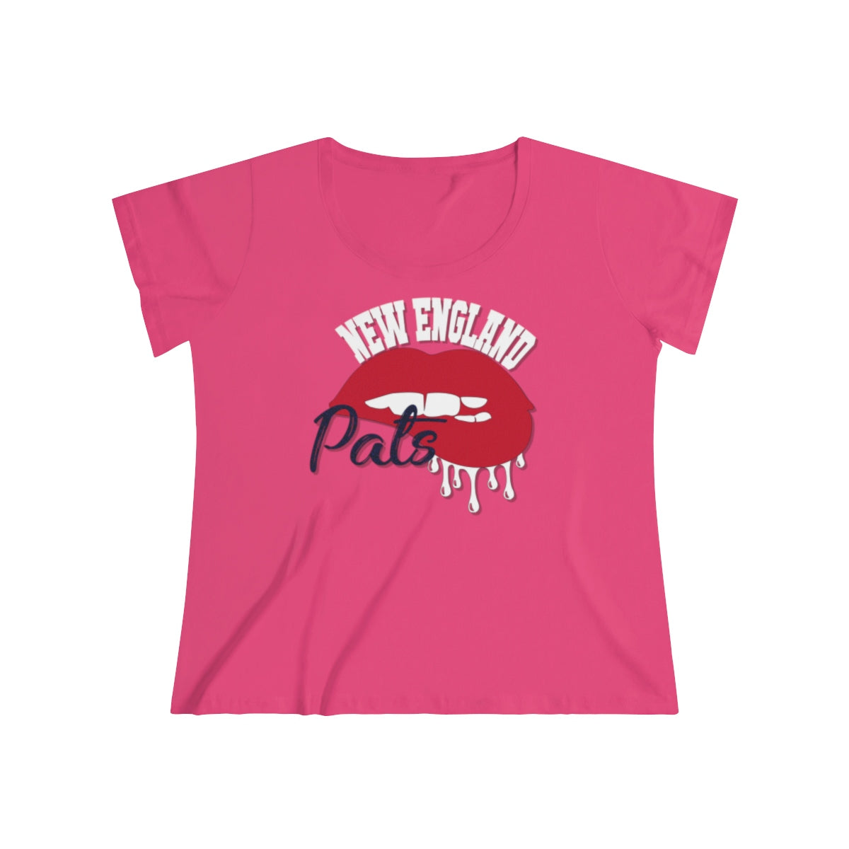 New England Patriots inspired Football Dripping Lips Women's Curvy Tee