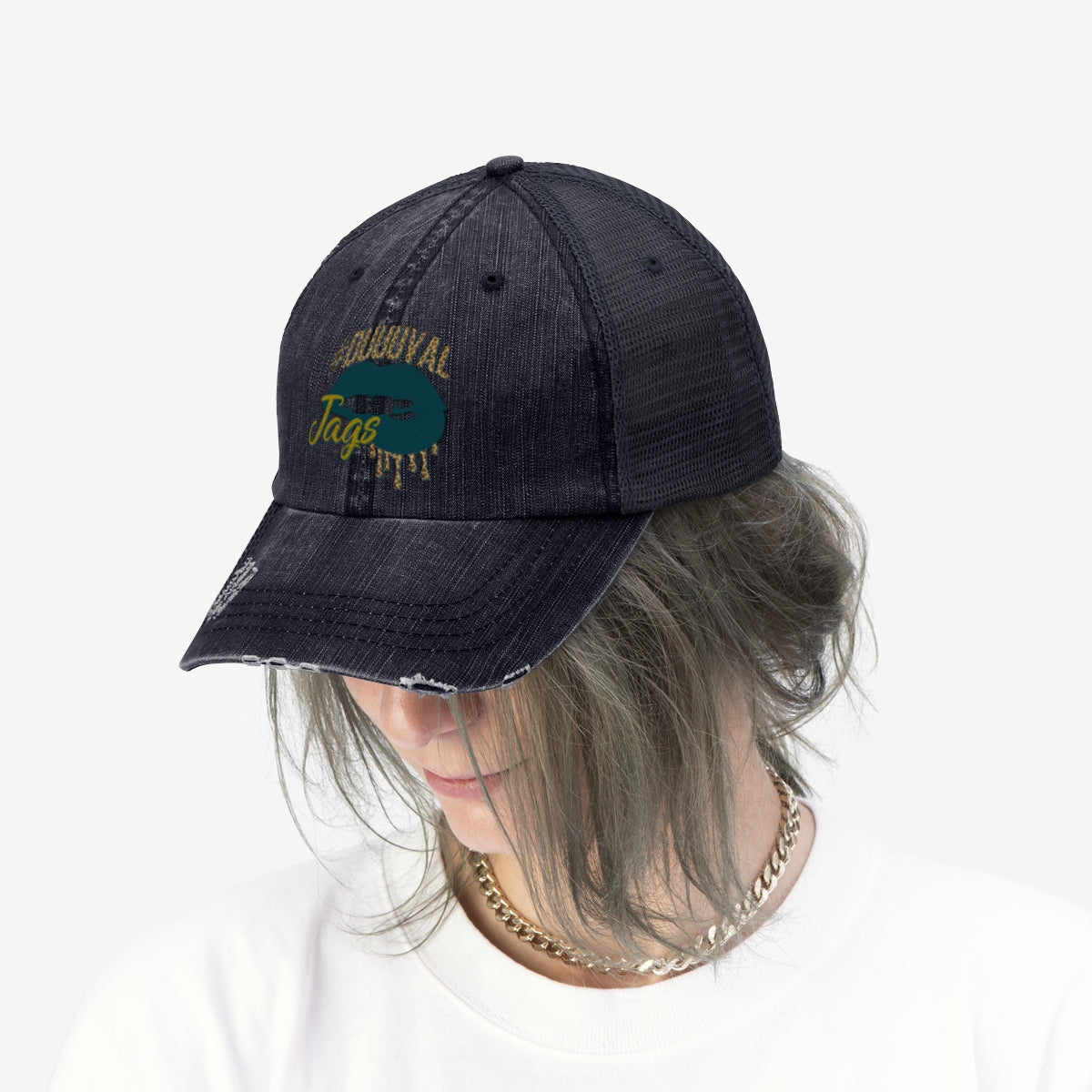 Jaguars Inspired Dripping Lips Unisex Trucker Hat Adjustable