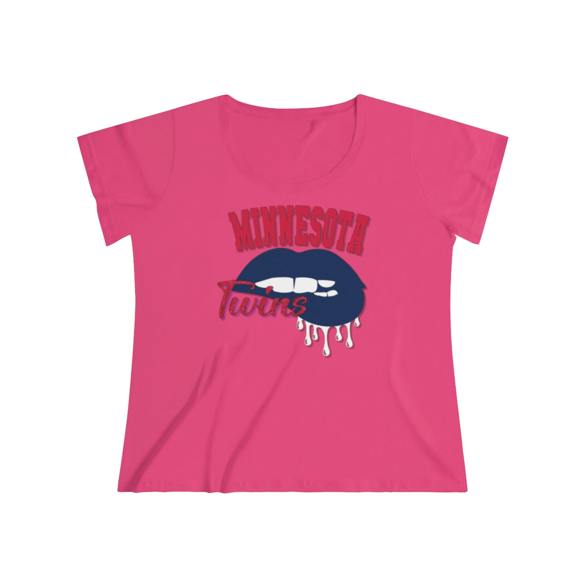 MN Twins Baseball Dripping Lips Curvy Tee