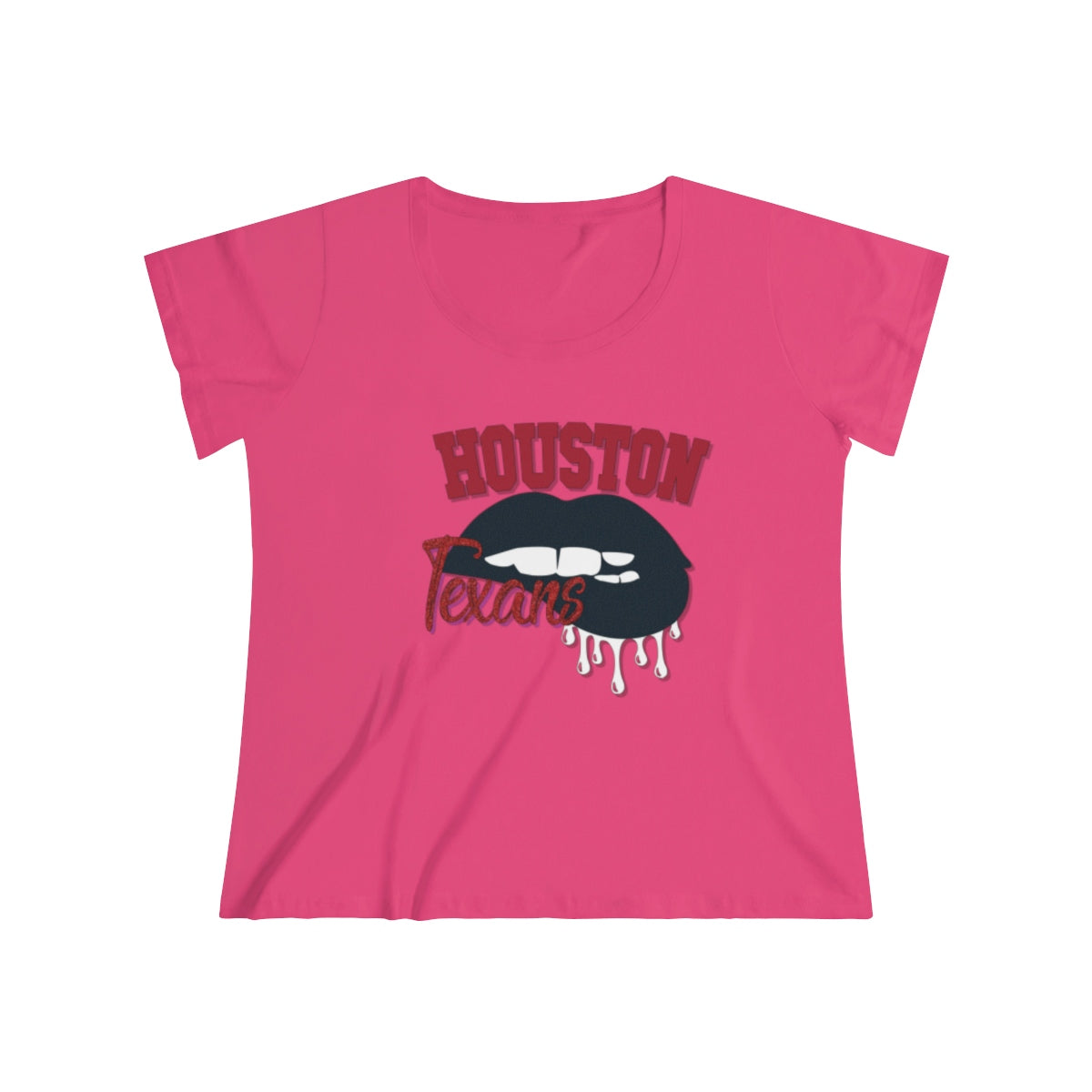 Houston Texans inspired Football Dripping Lips  Women's Curvy Tee