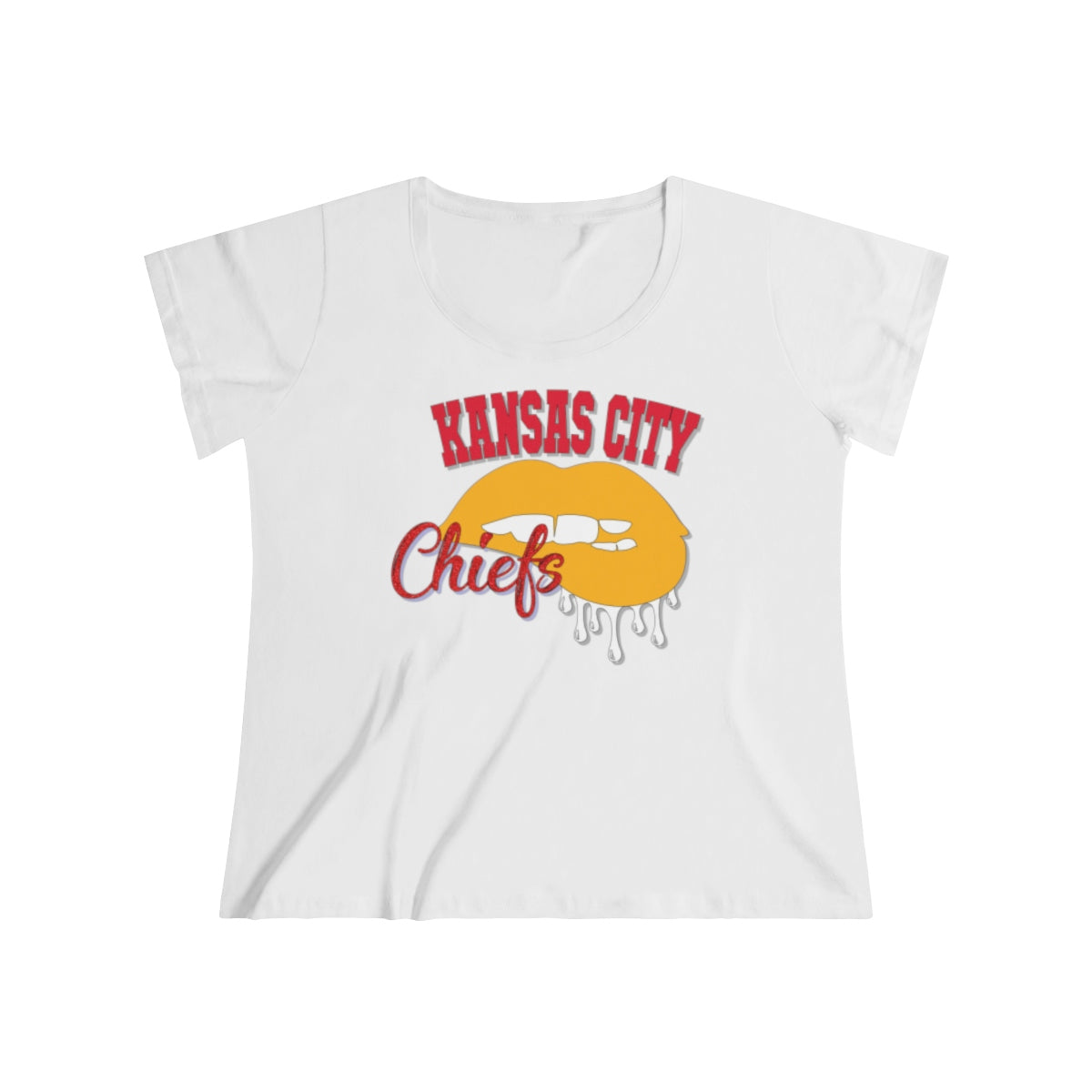 Kansas City Chiefs inspired Football Dripping Lips Women's Curvy Tee