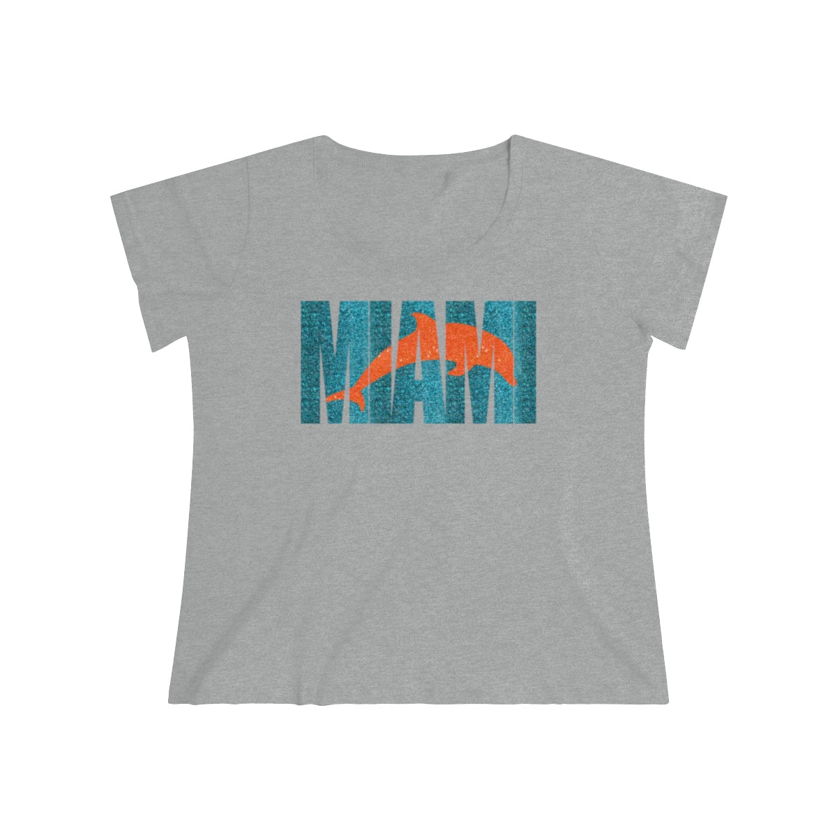 Miami Dolphins Ombre Glitter Text Tee