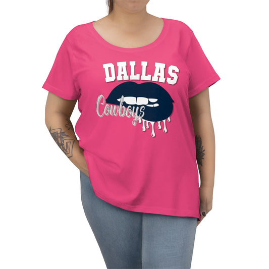Cowboys inspired Football Dripping Lips  Women's Curvy Tee