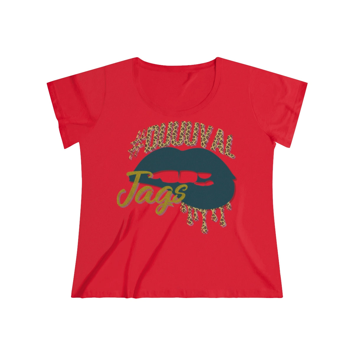 Jacksonville Jaguars inspired #Duuuval Football Dripping Lips Women's Curvy Tee