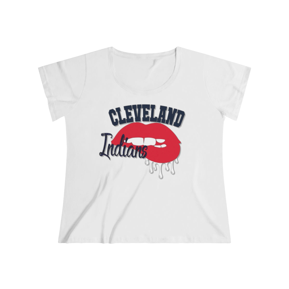 Cleveland Indians inspired Baseball Dripping Lips Women's Curvy Tee