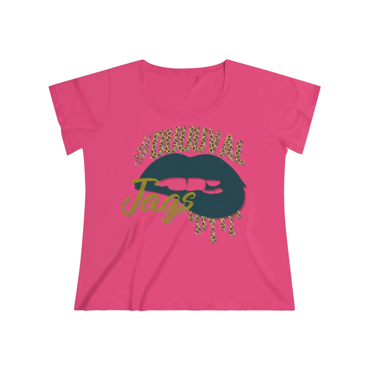 Jacksonville Jaguars inspired #Duuuval Football Dripping Lips Women's Curvy Tee