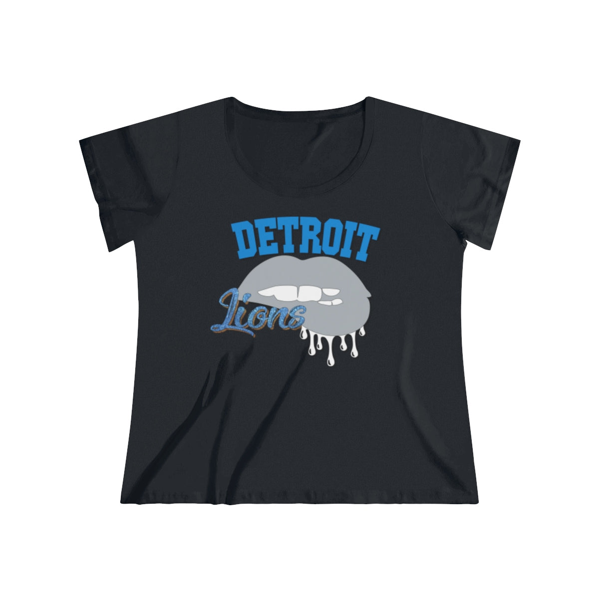 Detroit Lions inspired Football Dripping Lips Women's Curvy Tee