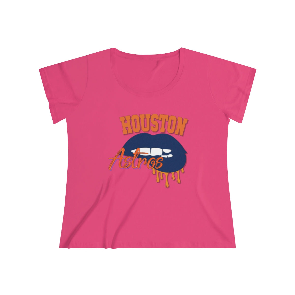Houston Astros inspired Baseball Dripping Lips Women's Curvy Tee