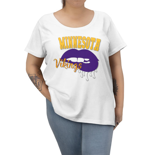 Vikings inspired Football Dripping Lips  Women's Curvy Tee