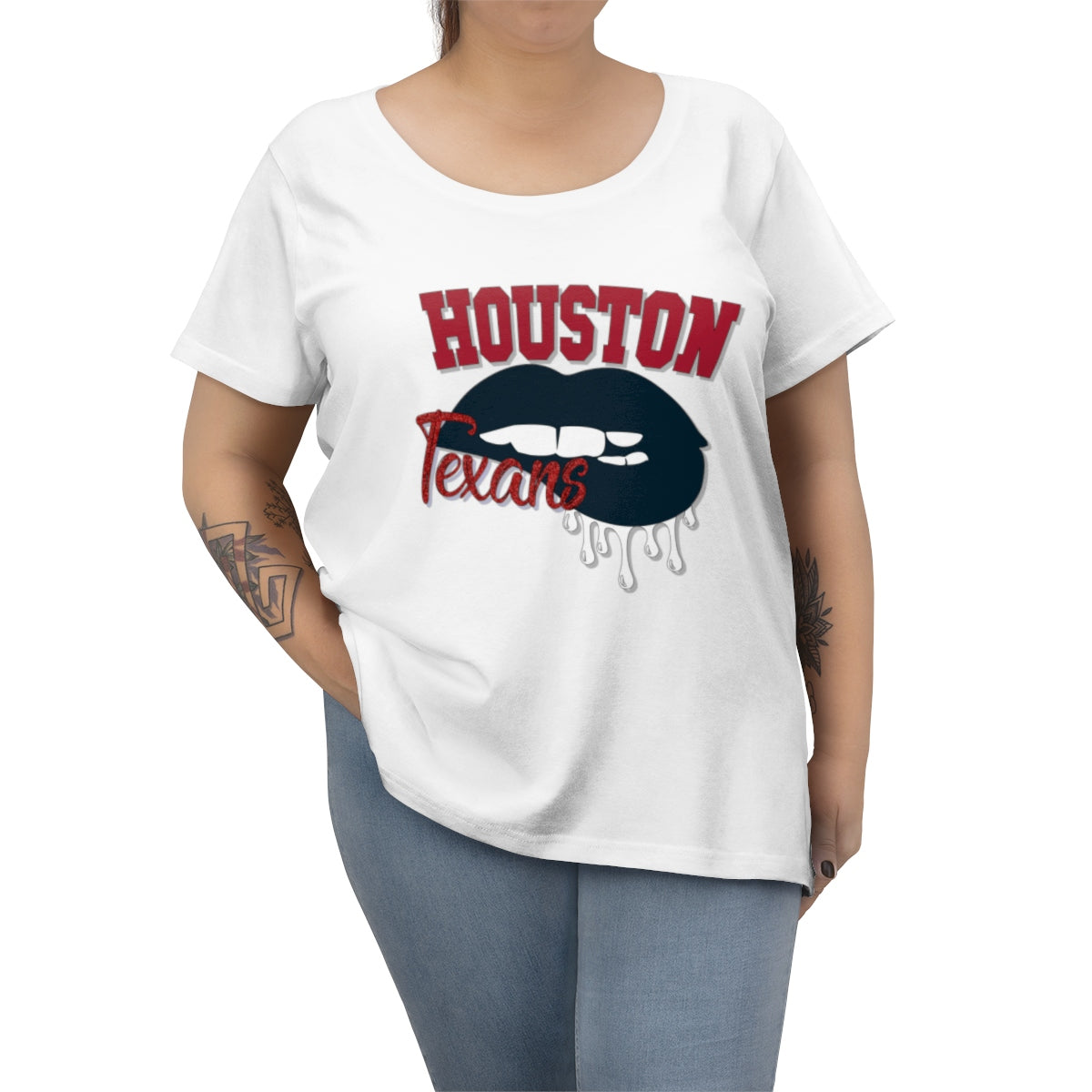 Houston Texans inspired Football Dripping Lips  Women's Curvy Tee
