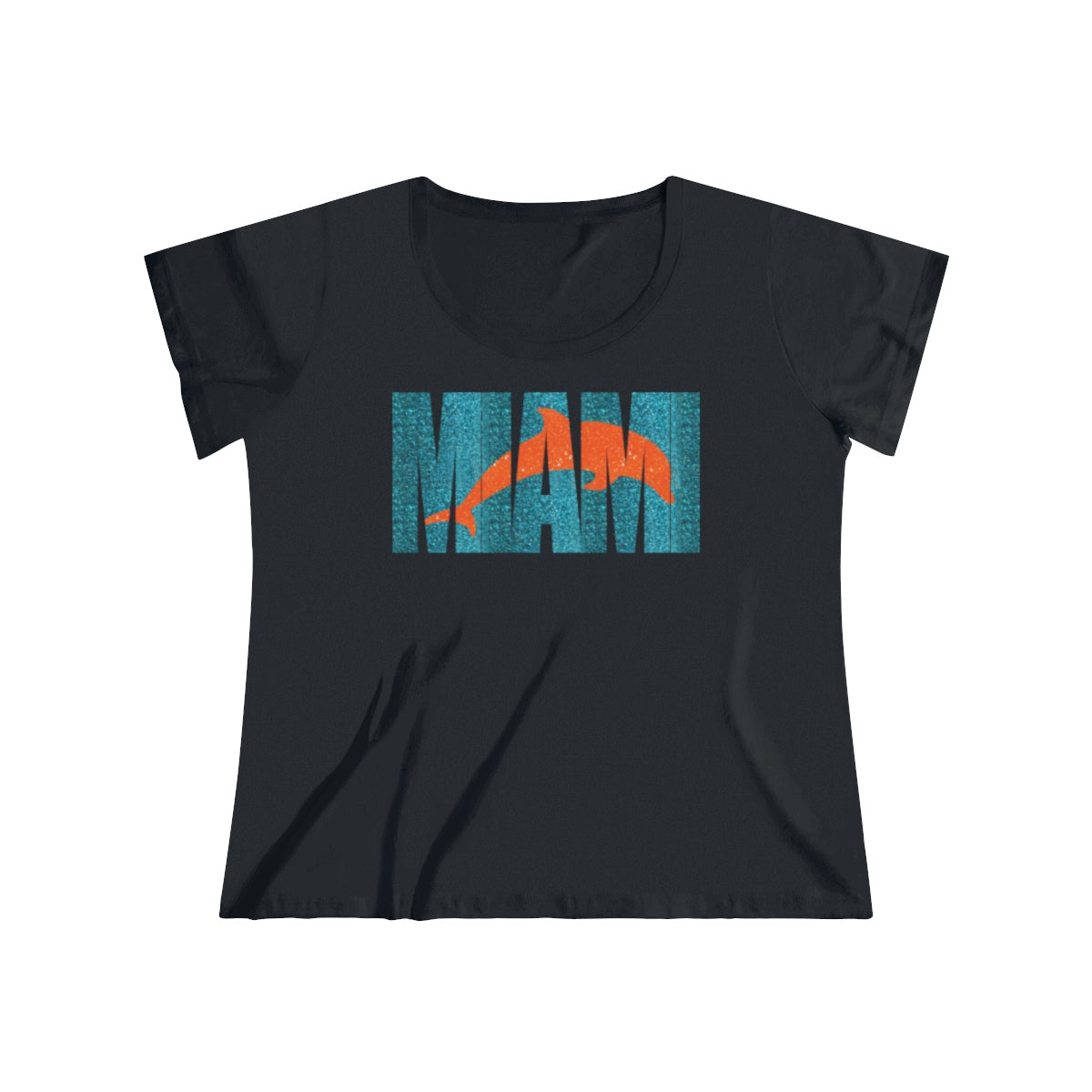 Miami Dolphins Ombre Glitter Text Tee