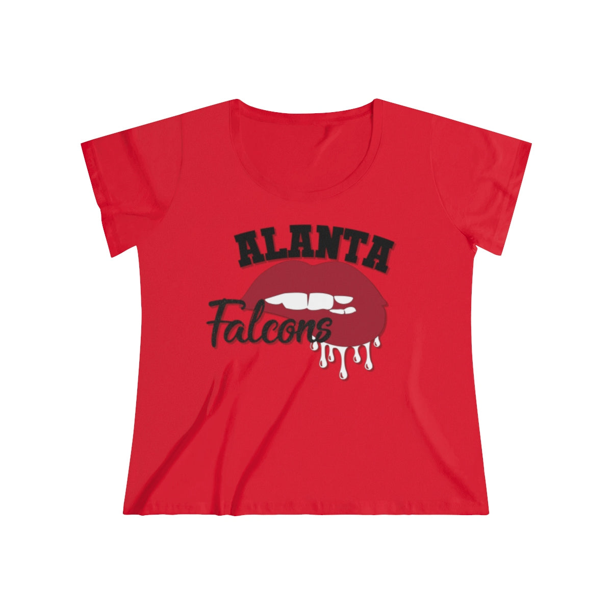 Atlanta Falcons inspired Football Dripping Lips Women's Curvy Tee